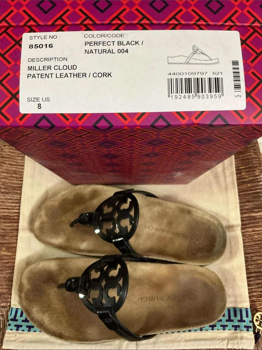 Tory Burch Black Logo Thong Sandals